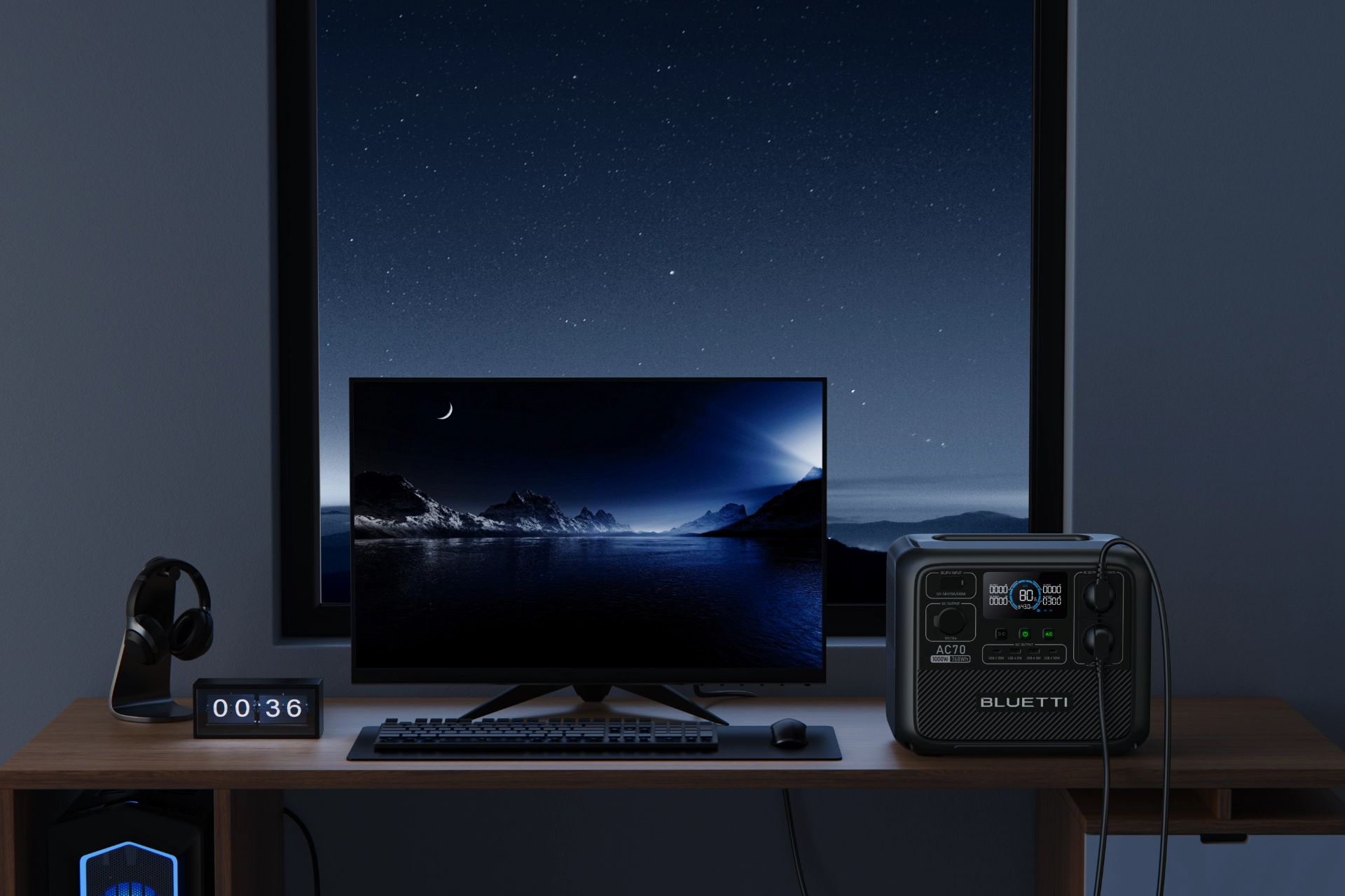 Stacja zasilania BLUETTI AC70 jako komputerowa UPS