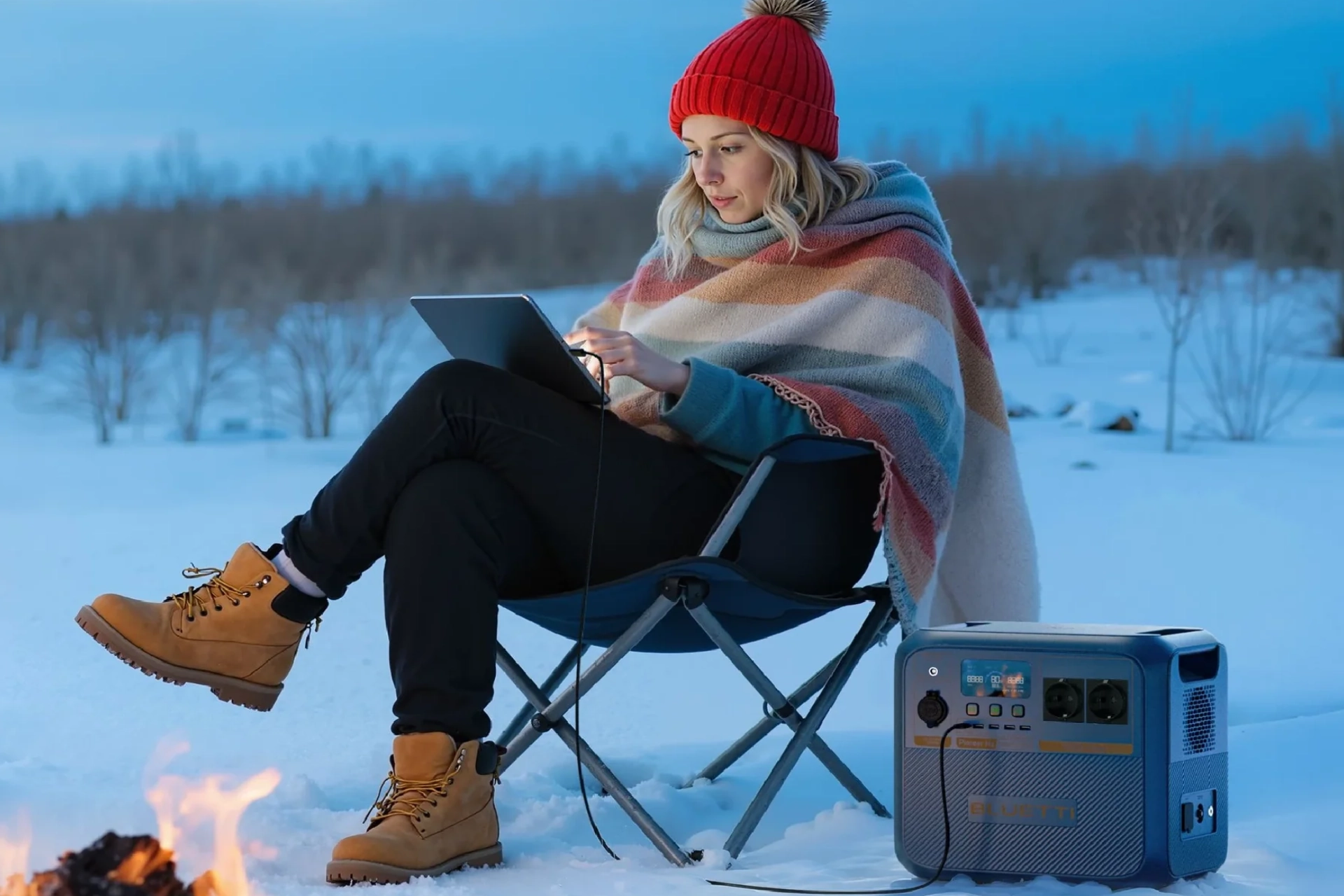 BLUETTI Stacja zasilania zimą Pioneer Na