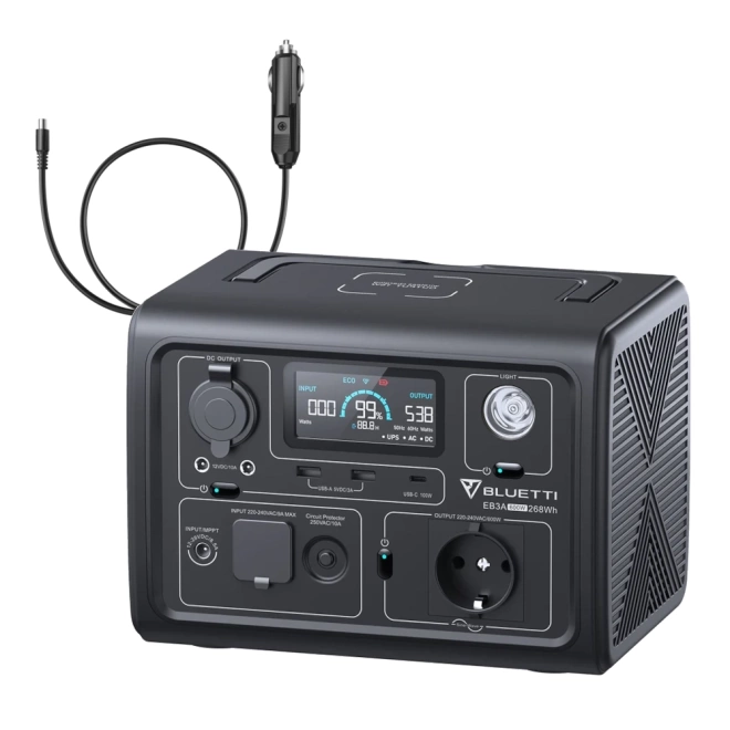 Stacja zasilania BLUETTI EB3A | 600W 268Wh + kabel do ładowania 12V